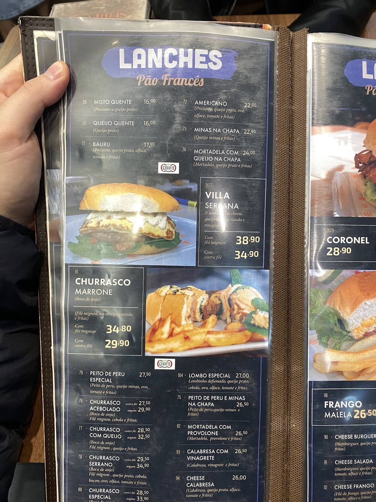 Padaria e Confeitaria Serrana cardápio