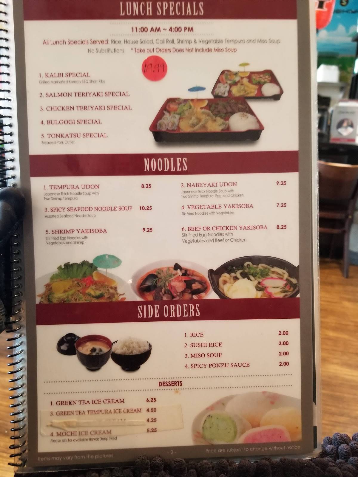 Menu at Pan Asia Buffet restaurant, San Marcos