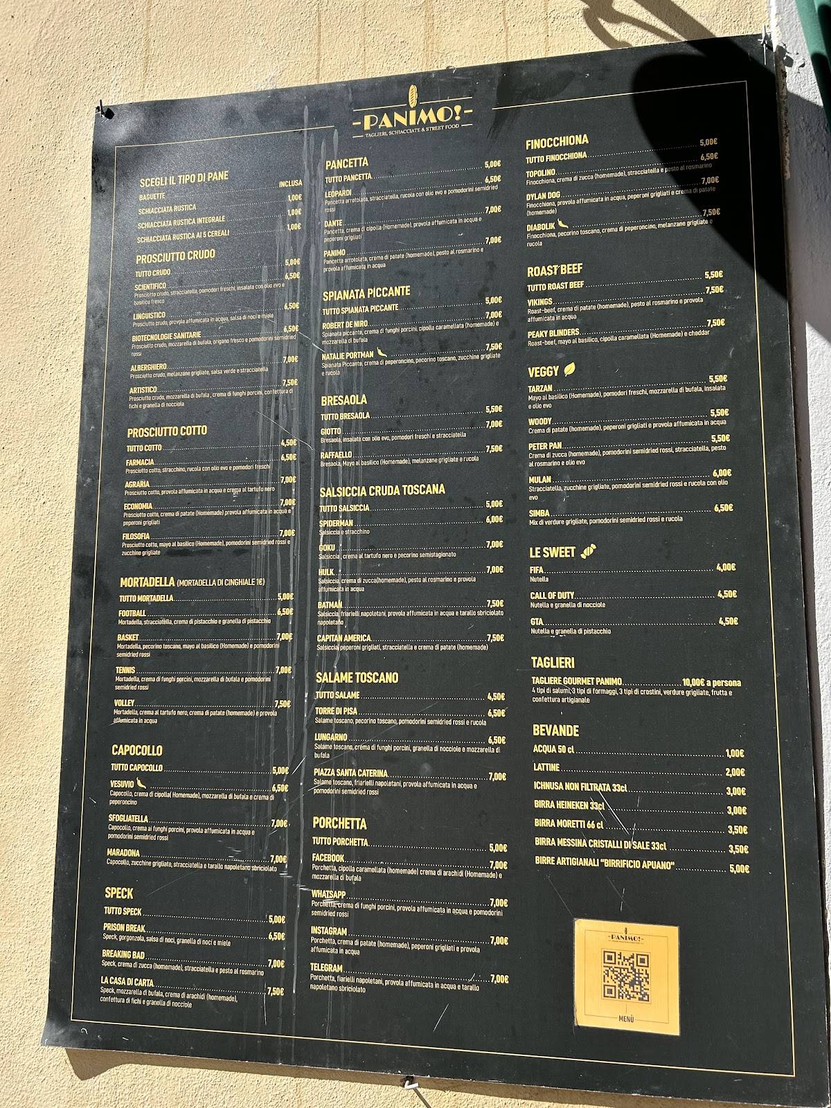 Menu di Panimo 