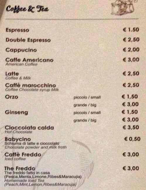 Menu de Panini De Santis