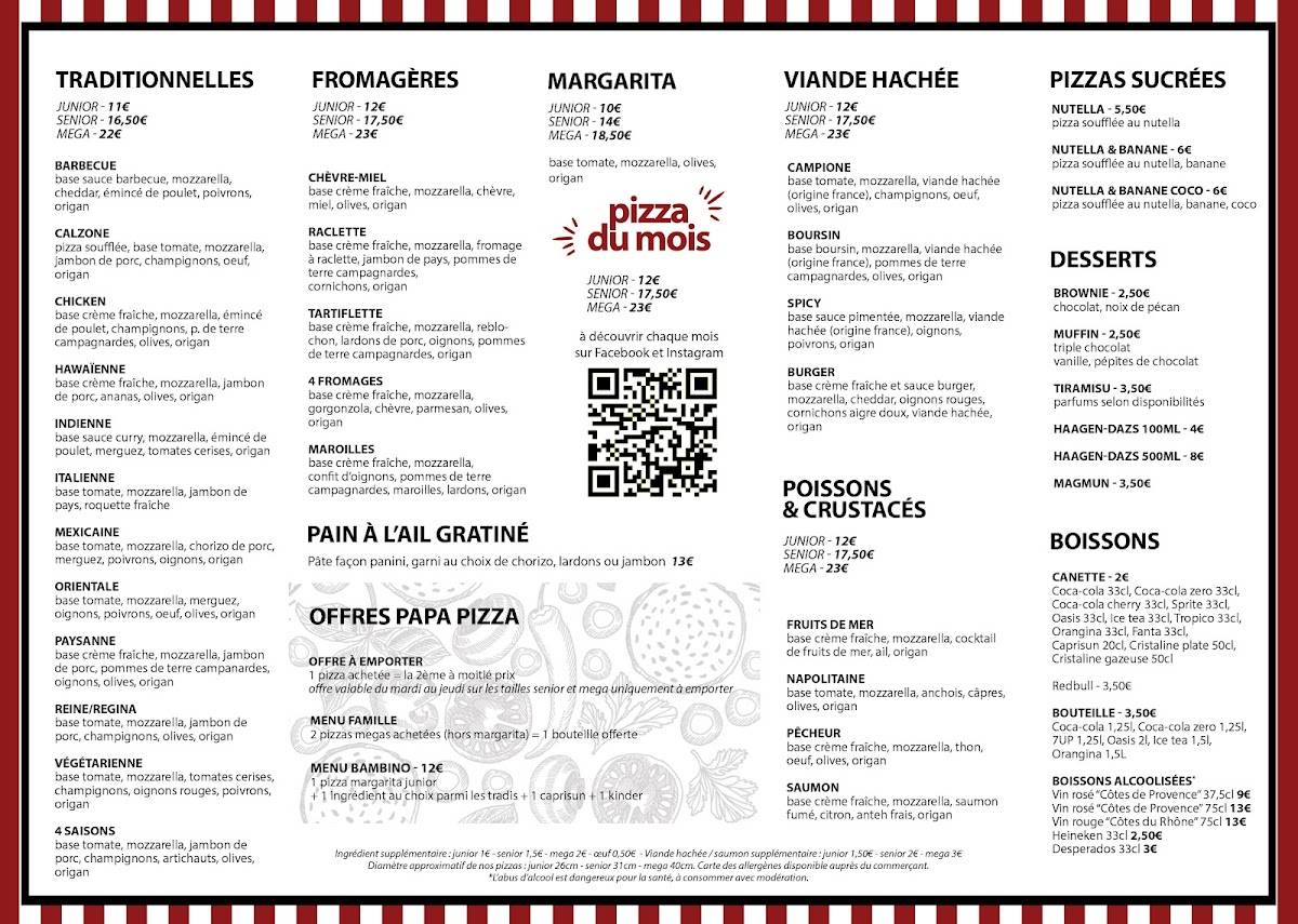 Menu de Papa Pizza