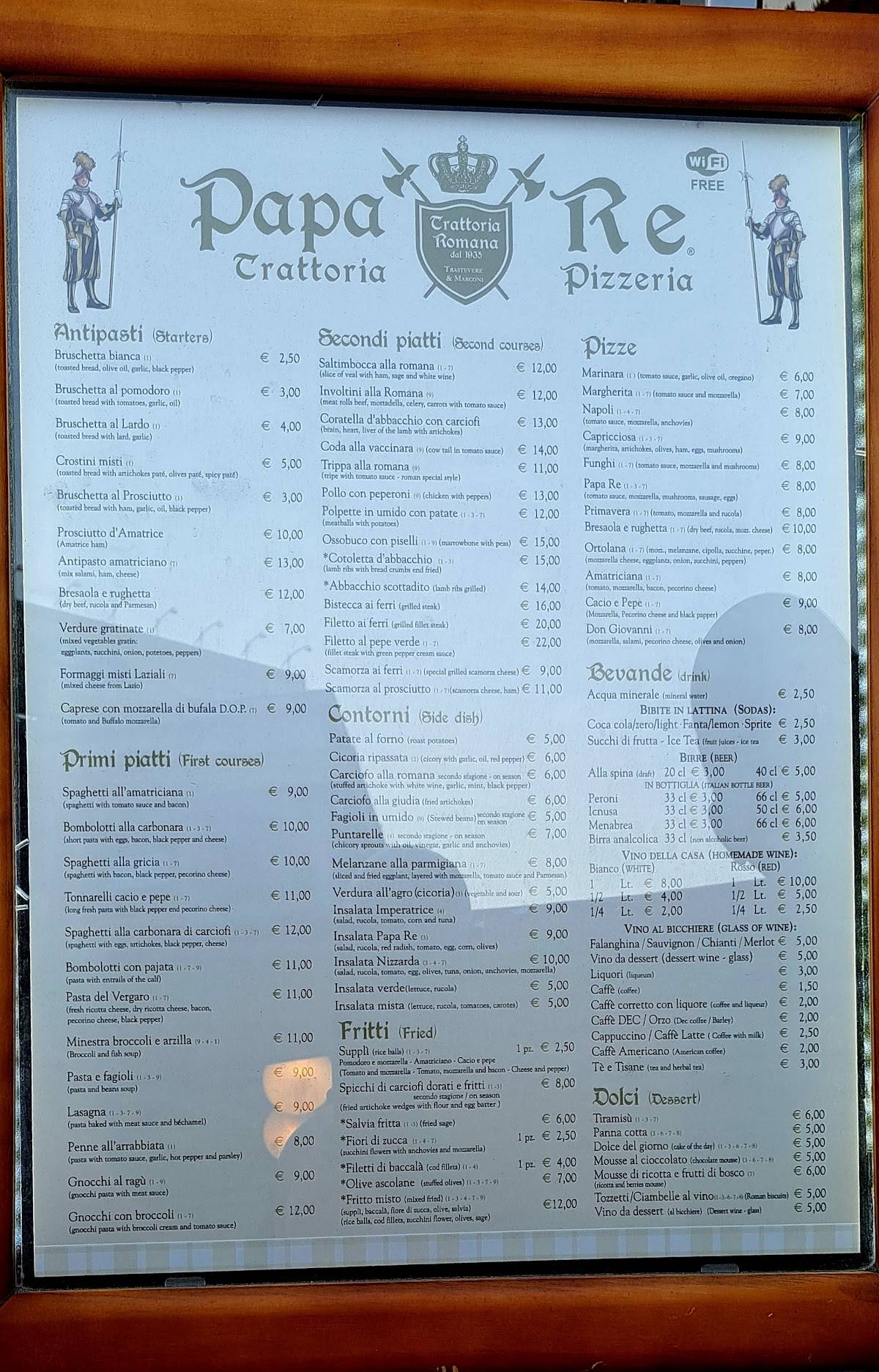 Menu di Papa Re - Marconi 
