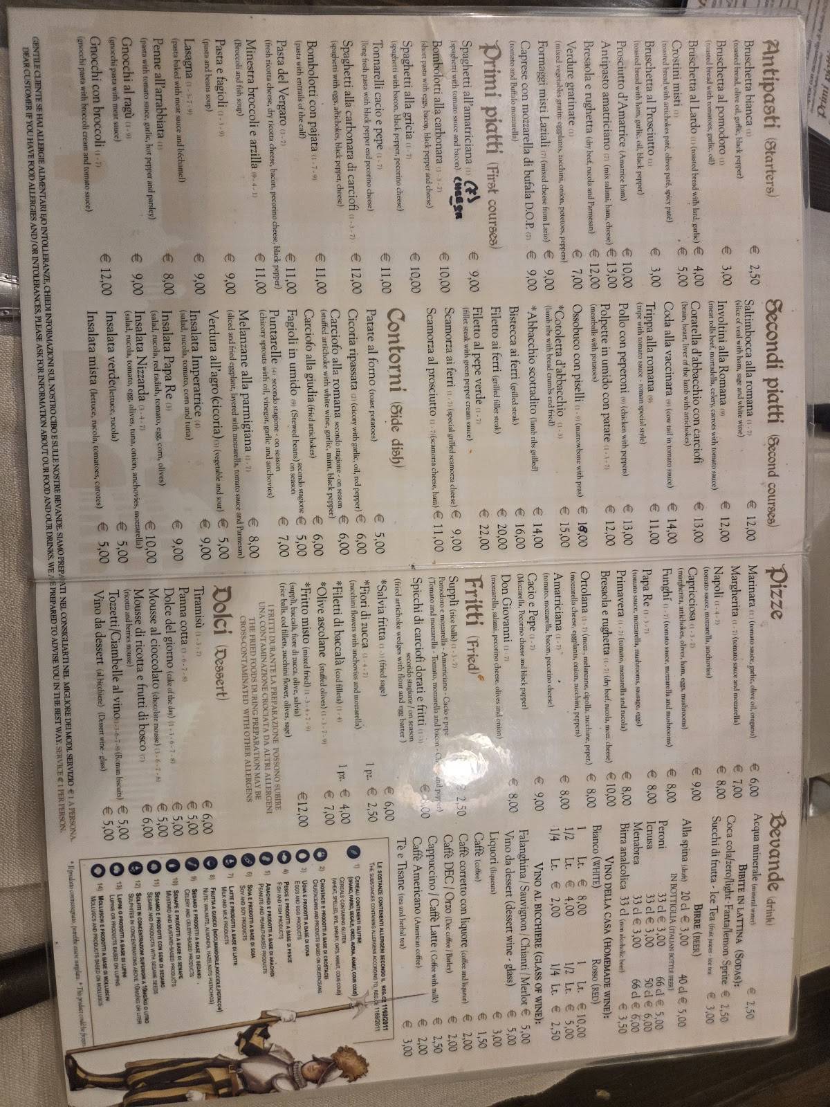Menu di Papa Re - Marconi 