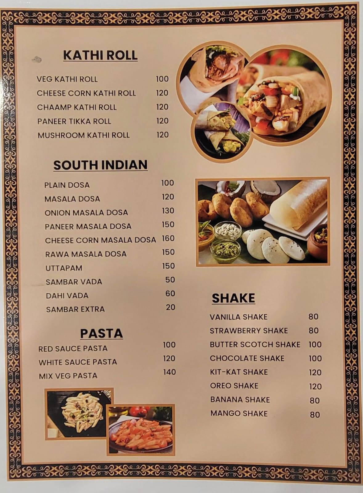 Paradise Food Court (PFC - 34) menu