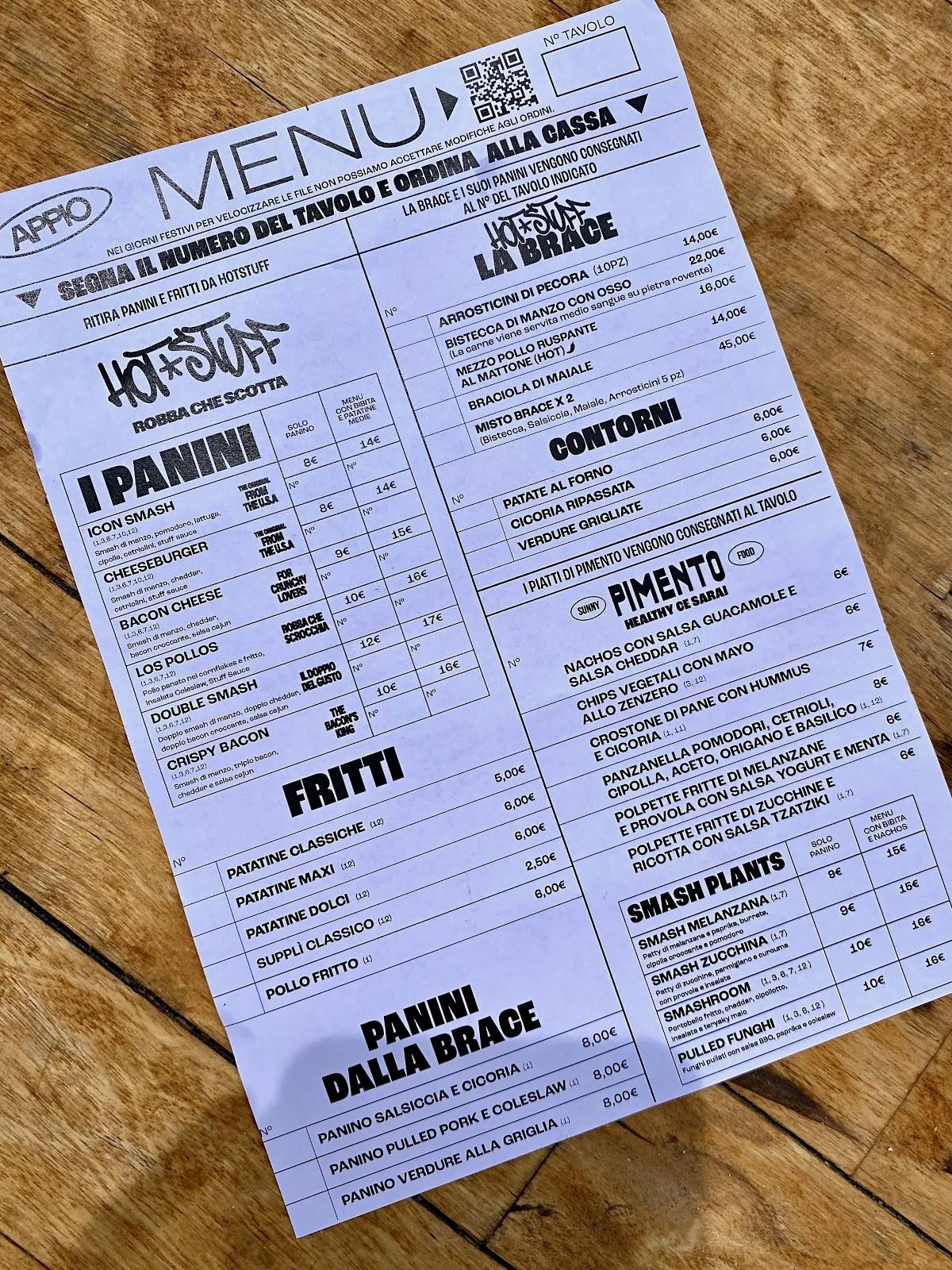Menu di Parco Appio 