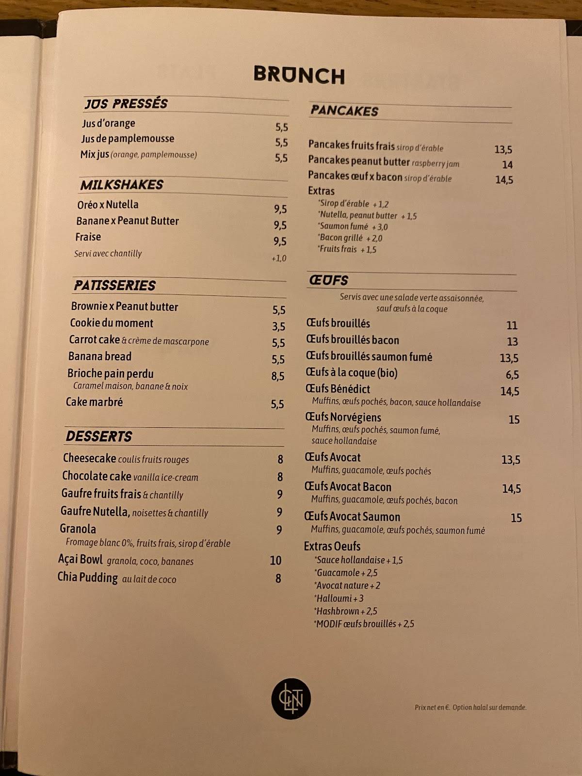 Menu de Clint Paris 12ème