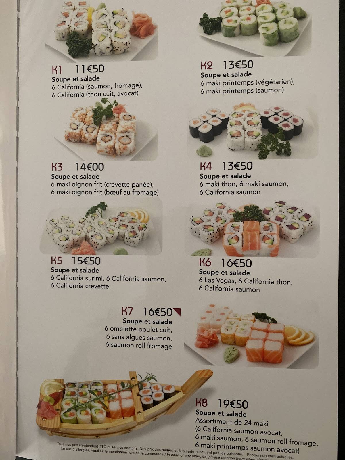 Menu de Sushi Maydo