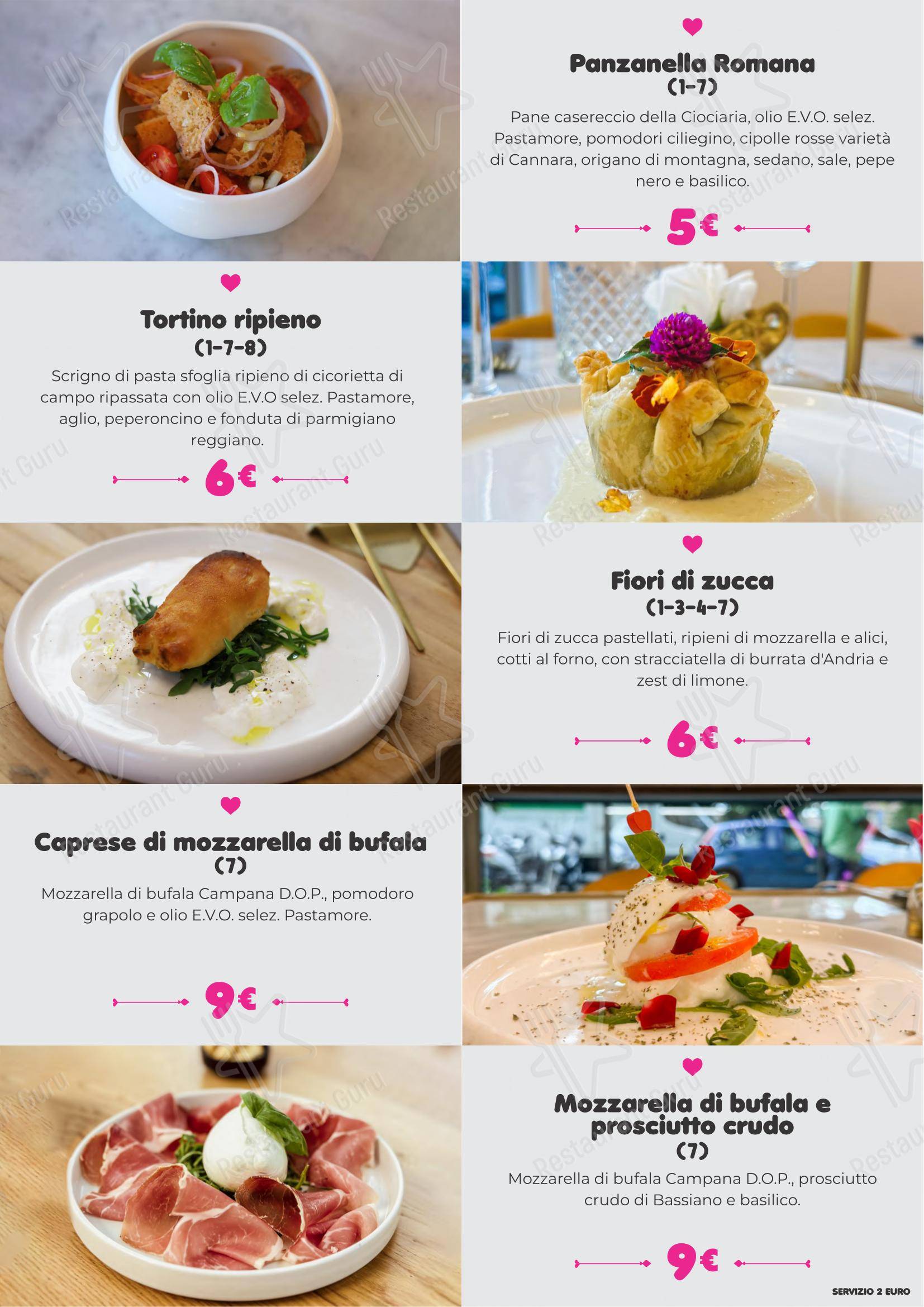 Menu per Pastamore ristorante
