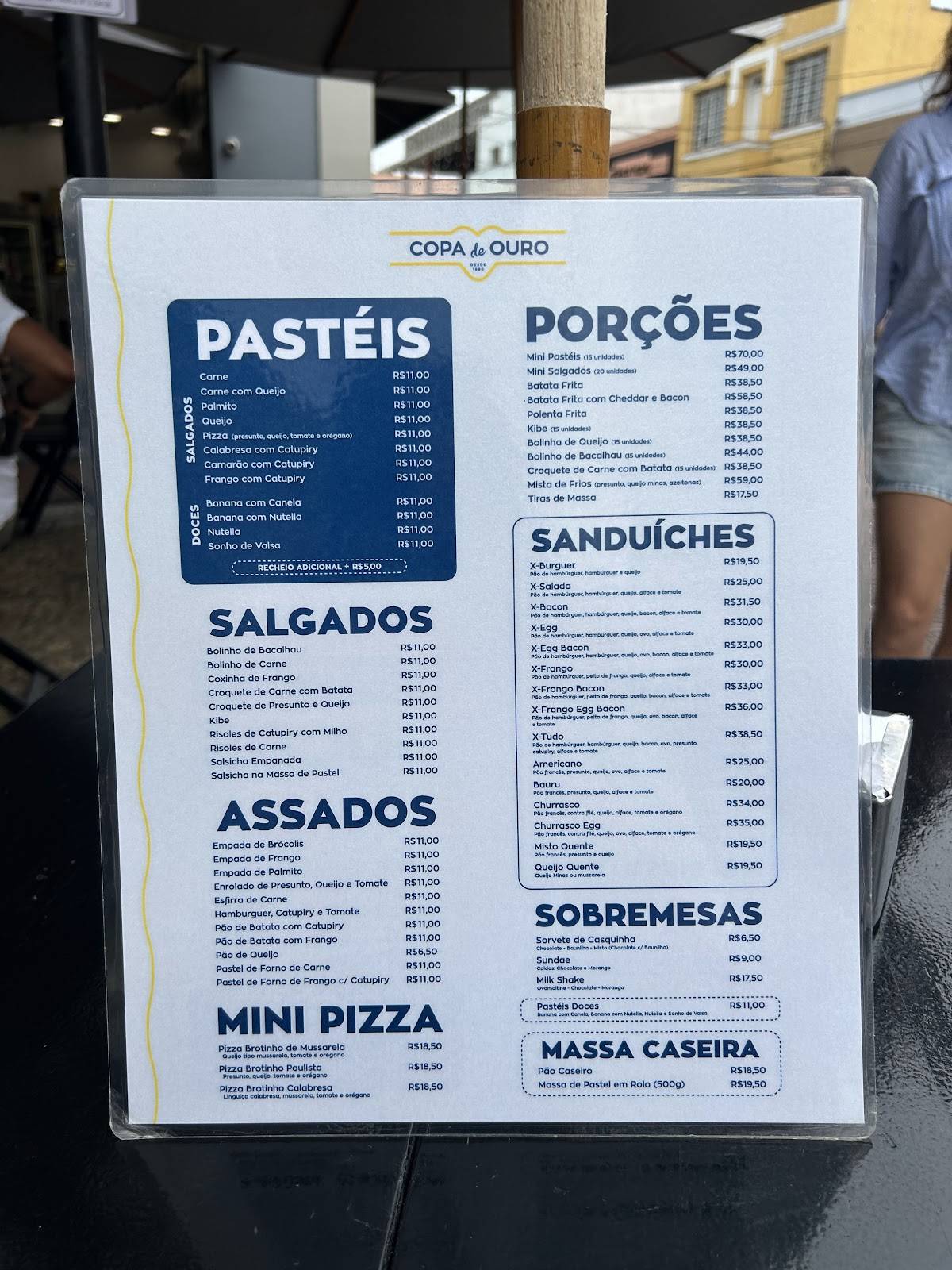 Pastelaria Copa de Ouro cardápio