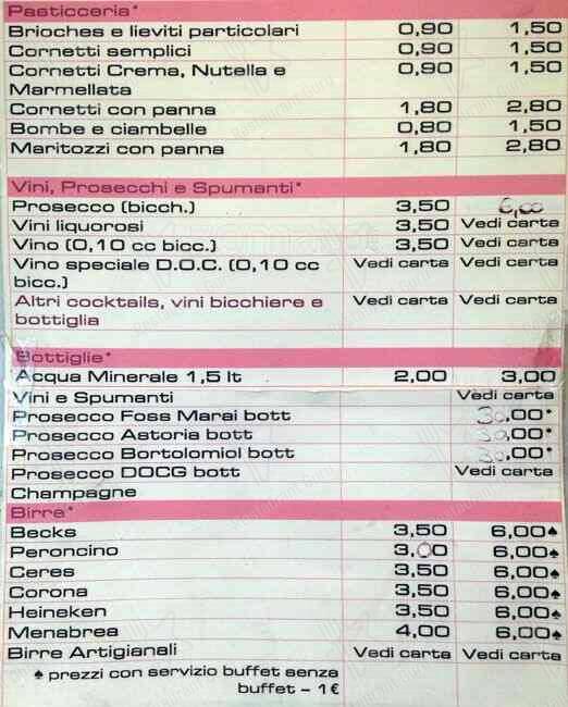 Menu di Andreotti Pasticceria Gelateria Caffetteria 