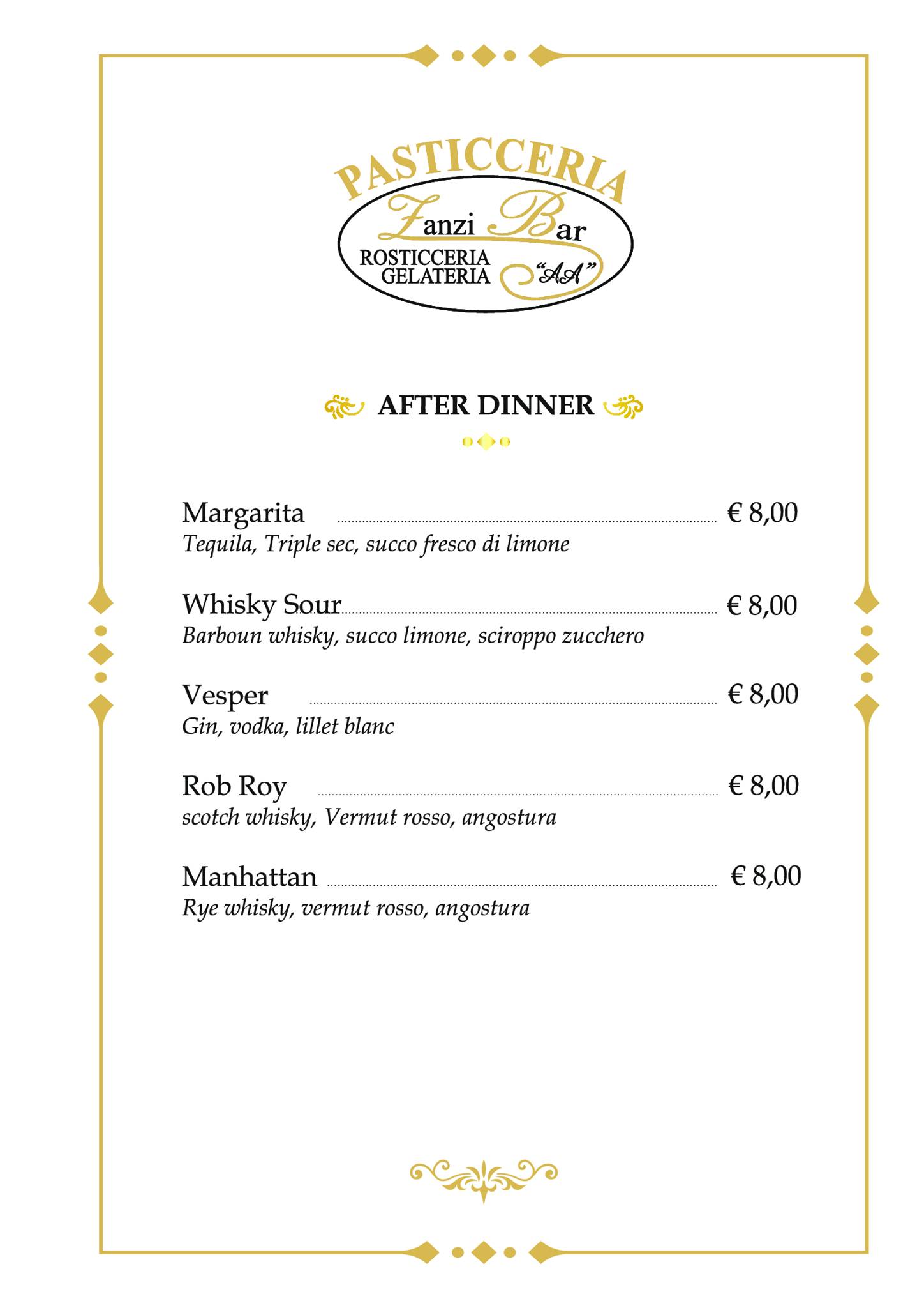 Menu di Zanzibar 