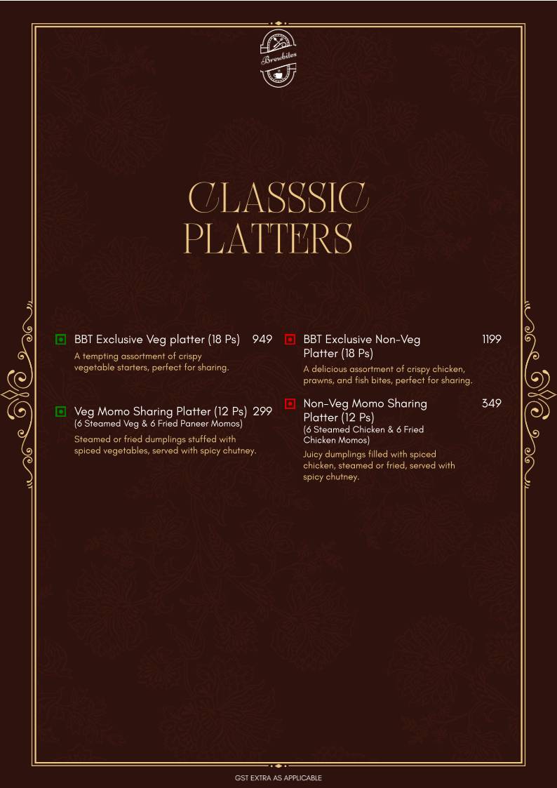 Brewbites café & Restaurant menu