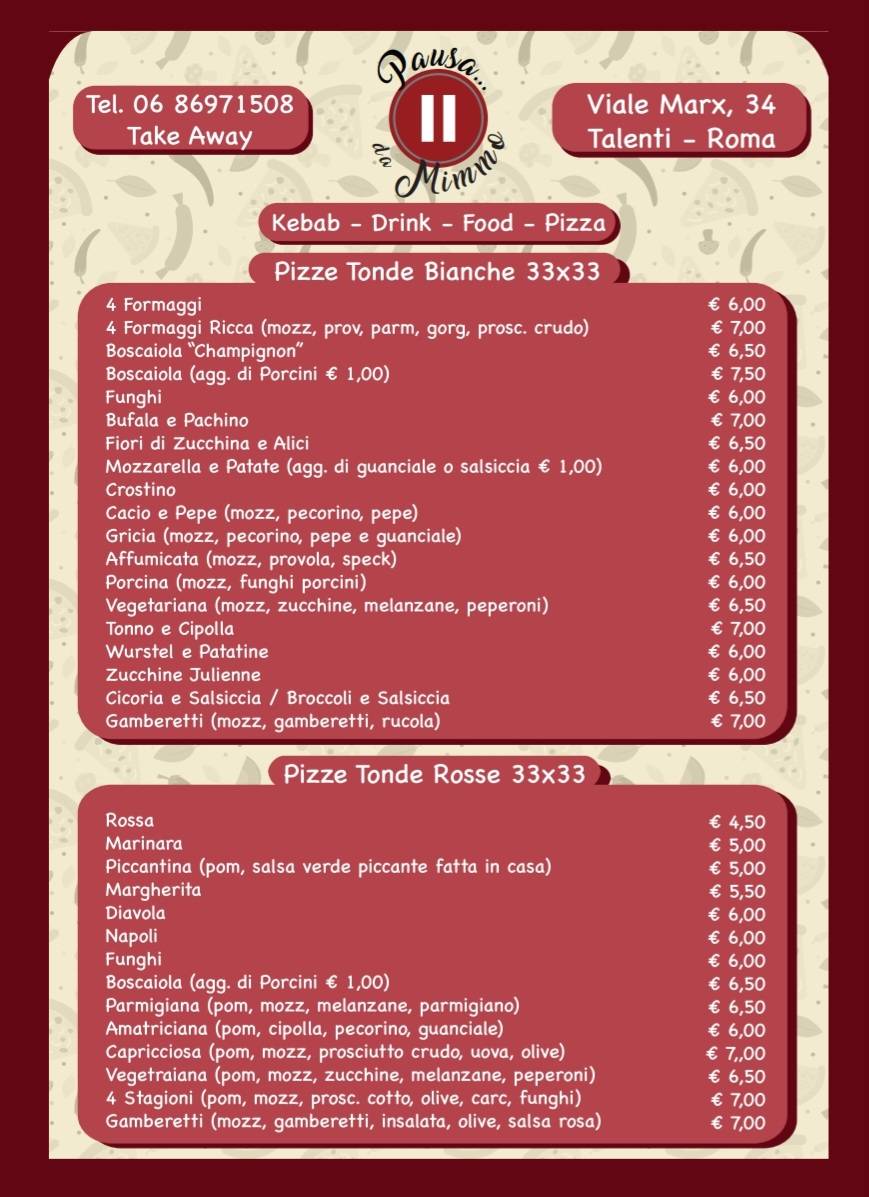 Menu di Pausa da mimmo 