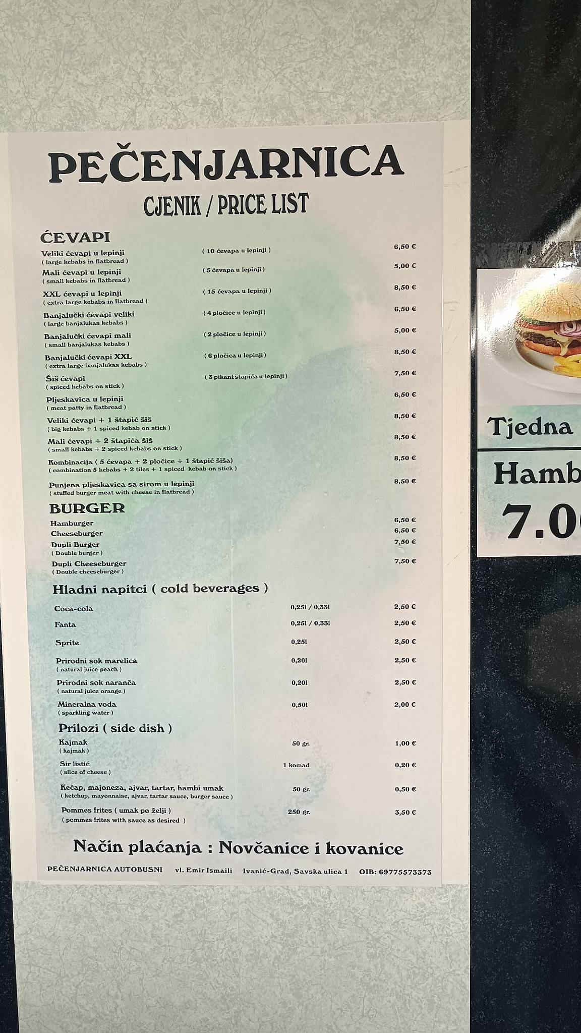Menu di Pečenjarnica "Autobusni" 