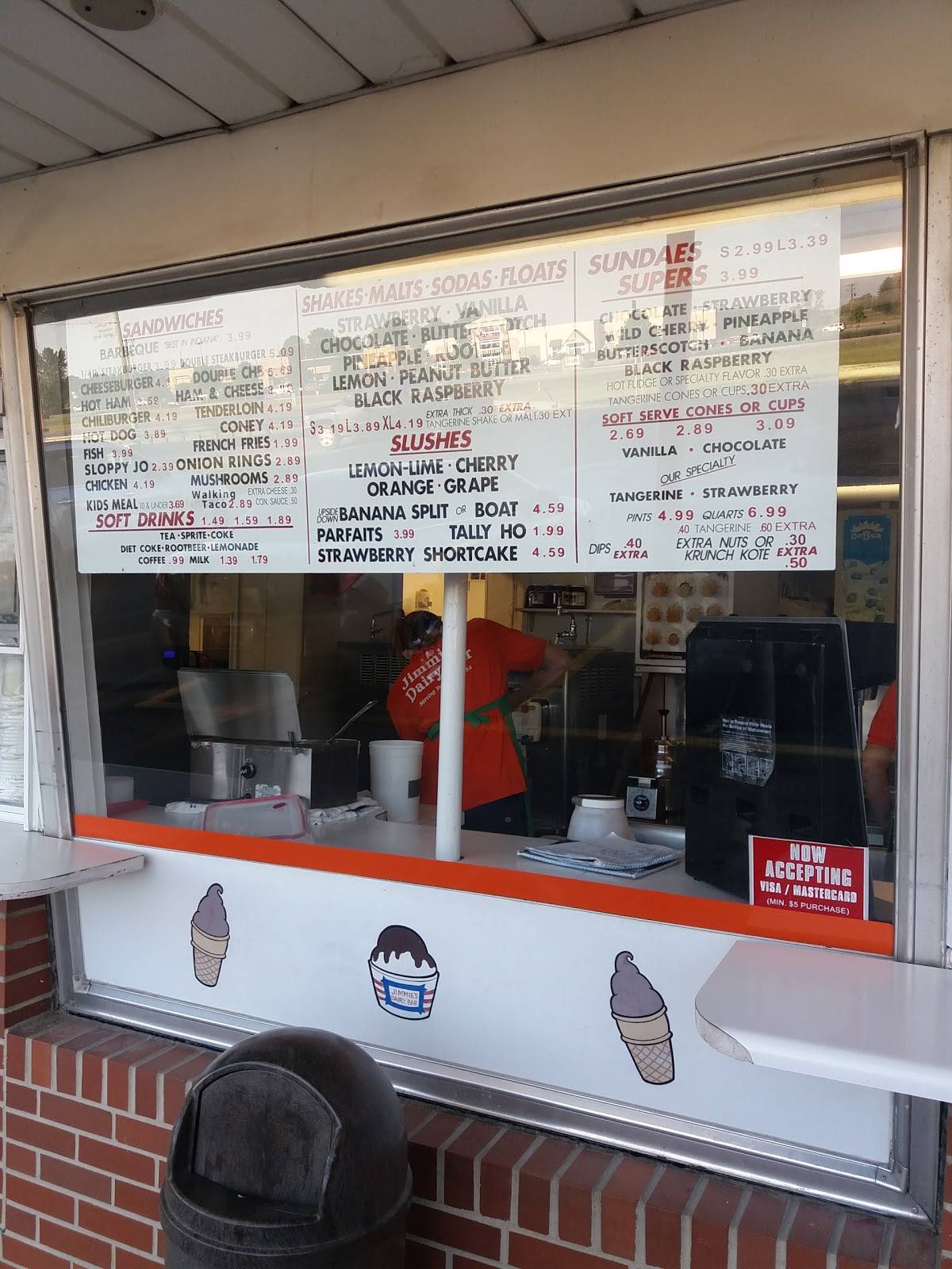 Menu at Jimmie's Dairy Bar, Pendleton
