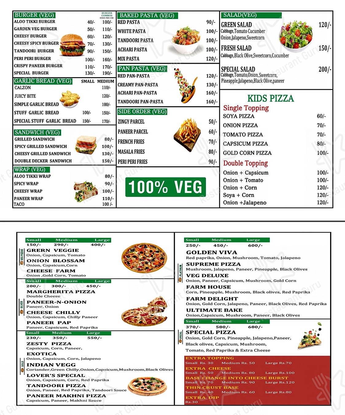 Perfect Pizza menu - meals and drinks