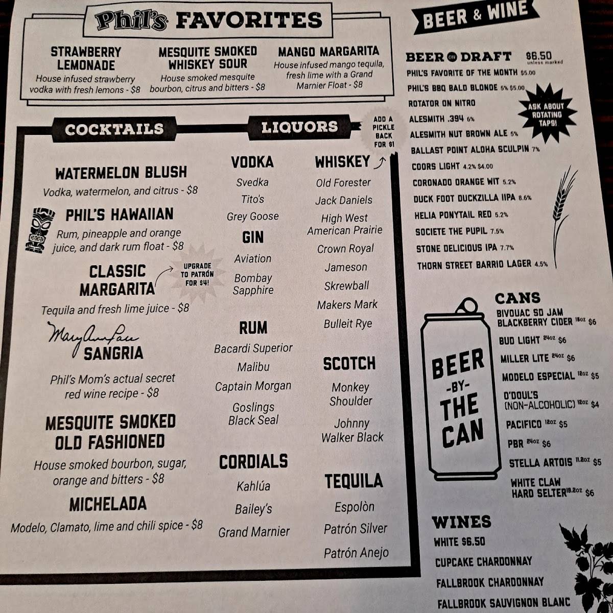 Menu at Phil's BBQ, San Diego, W Bernardo Dr