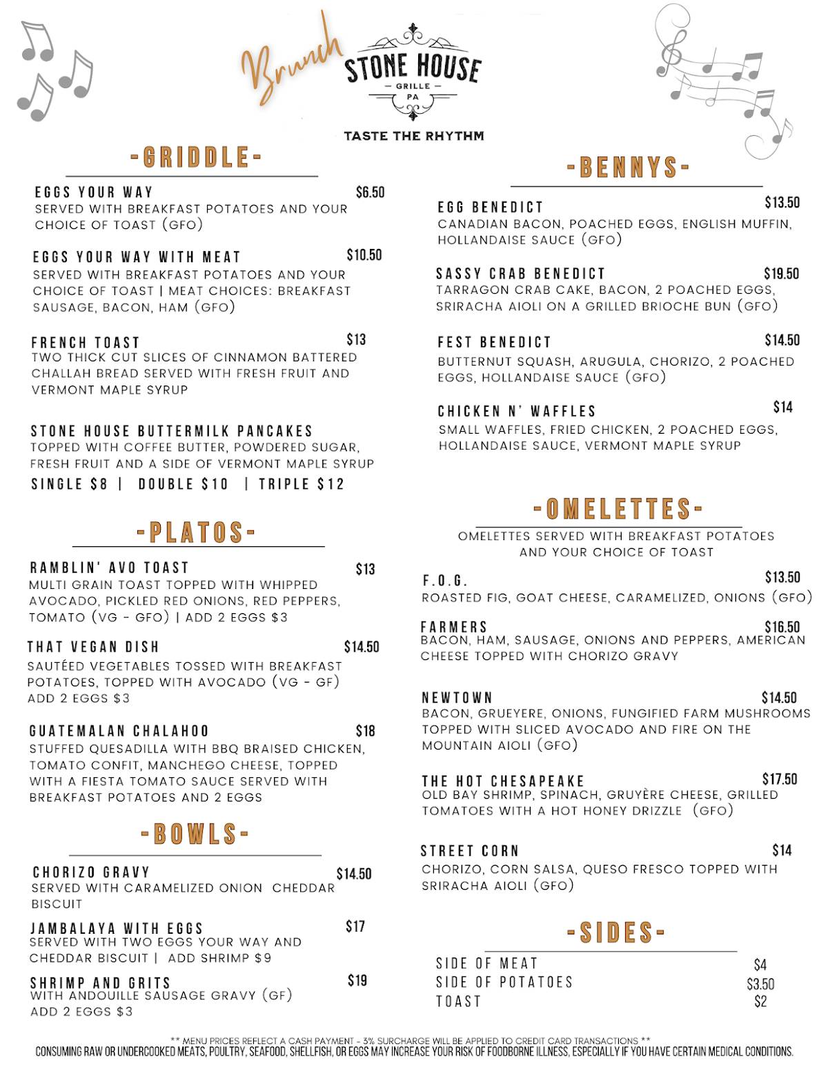Menu at Stone House Grille restaurant, Kimberton, Hares Hill Rd
