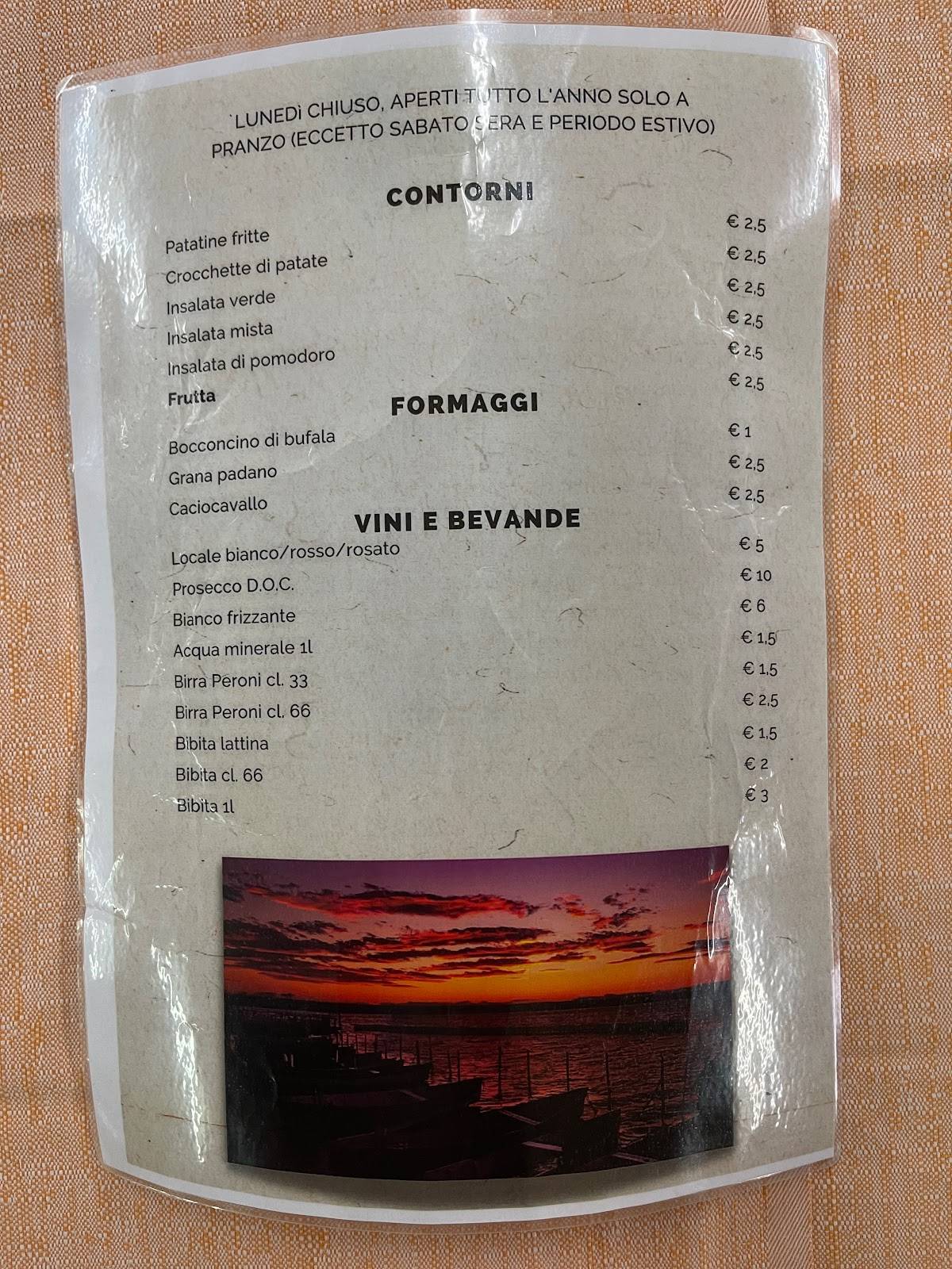 Menu di Piano delle Vigne 