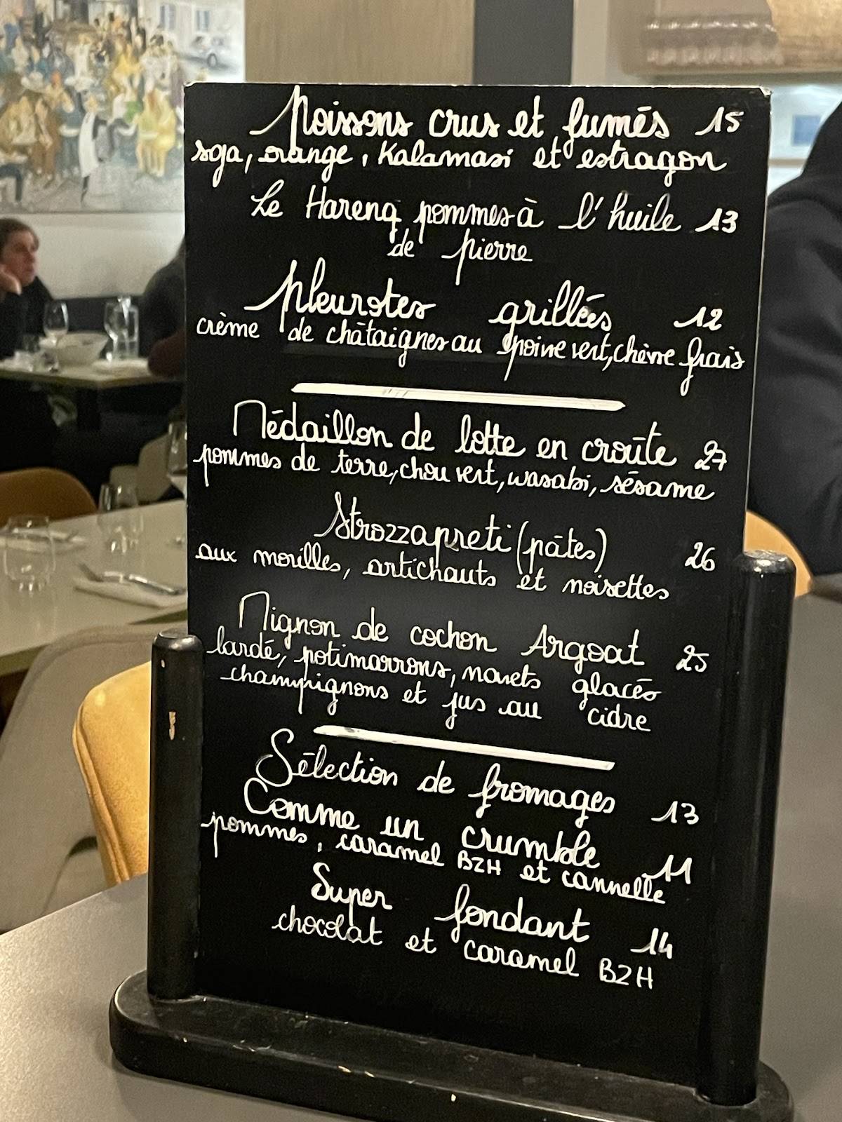 Menu de Pierre « restaurant de copains »