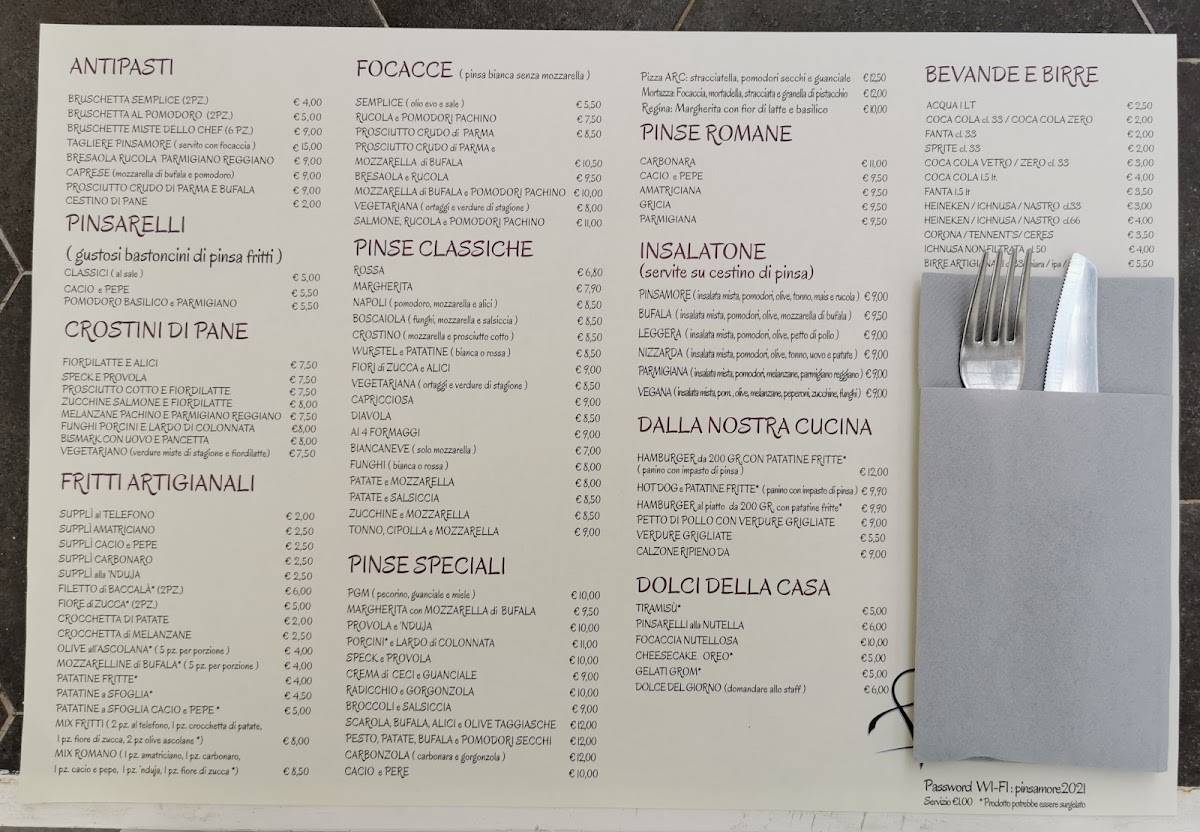 Menu di Pinsamore 2.0 