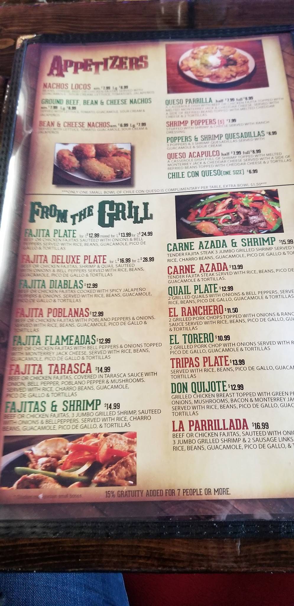 Menu at Pinto Bean restaurant, Edna