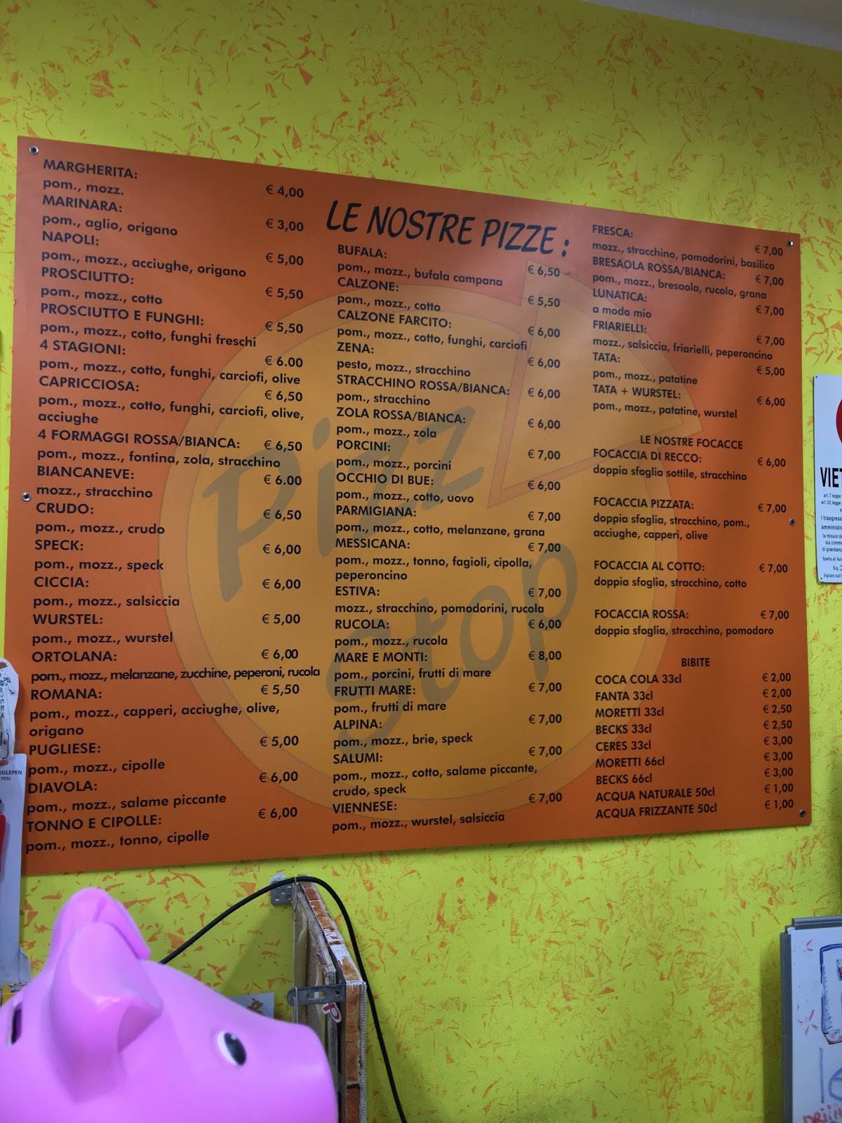 Menu di Pizz Stop Pizzeria da asporto 