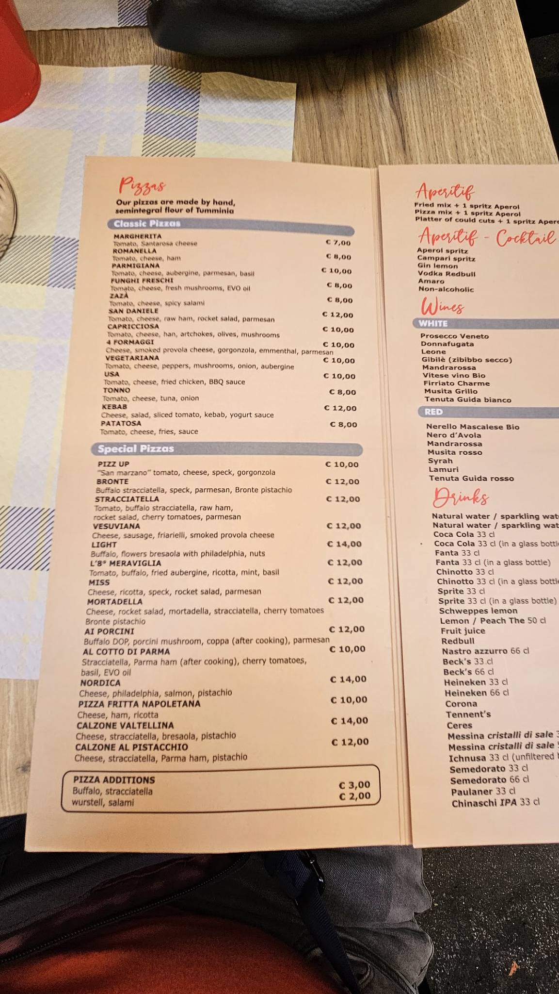 Menu di Pizz'Up 