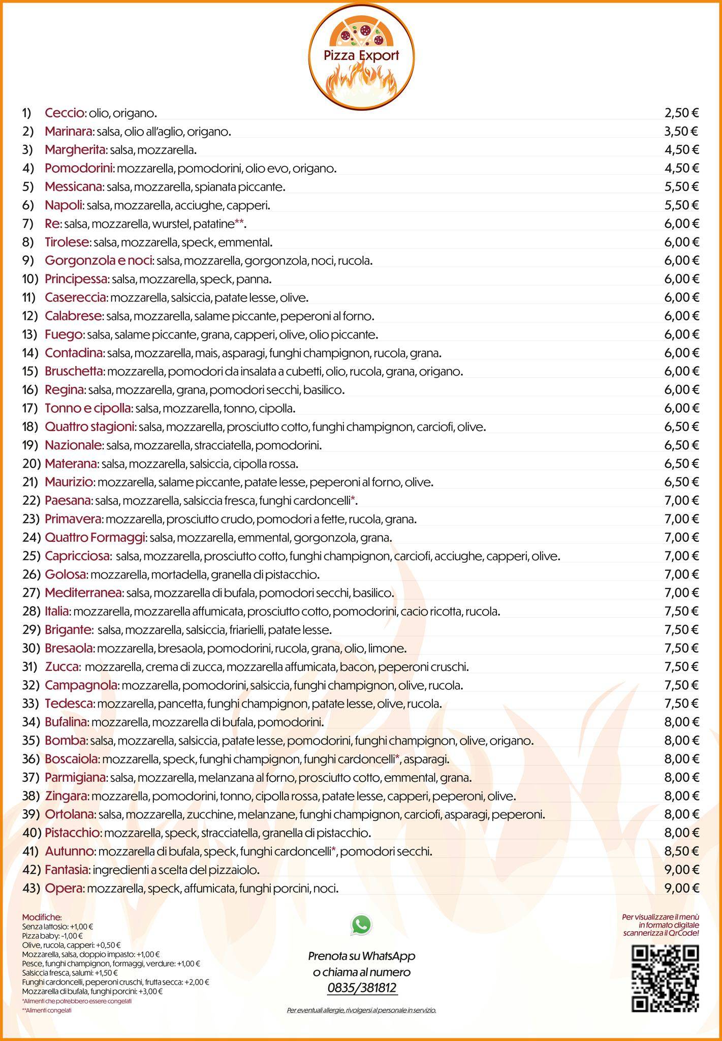 Menu di Pizza Export 
