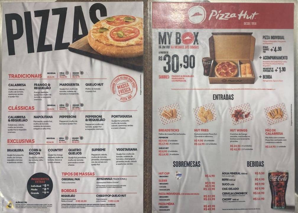 Pizza Hut cardápio