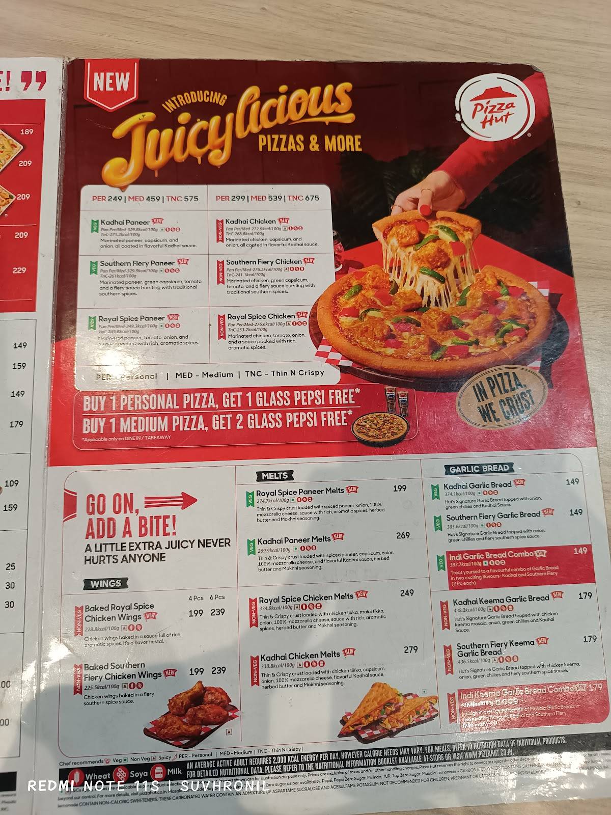 Pizza Hut Apcar Garden, Asansol menu