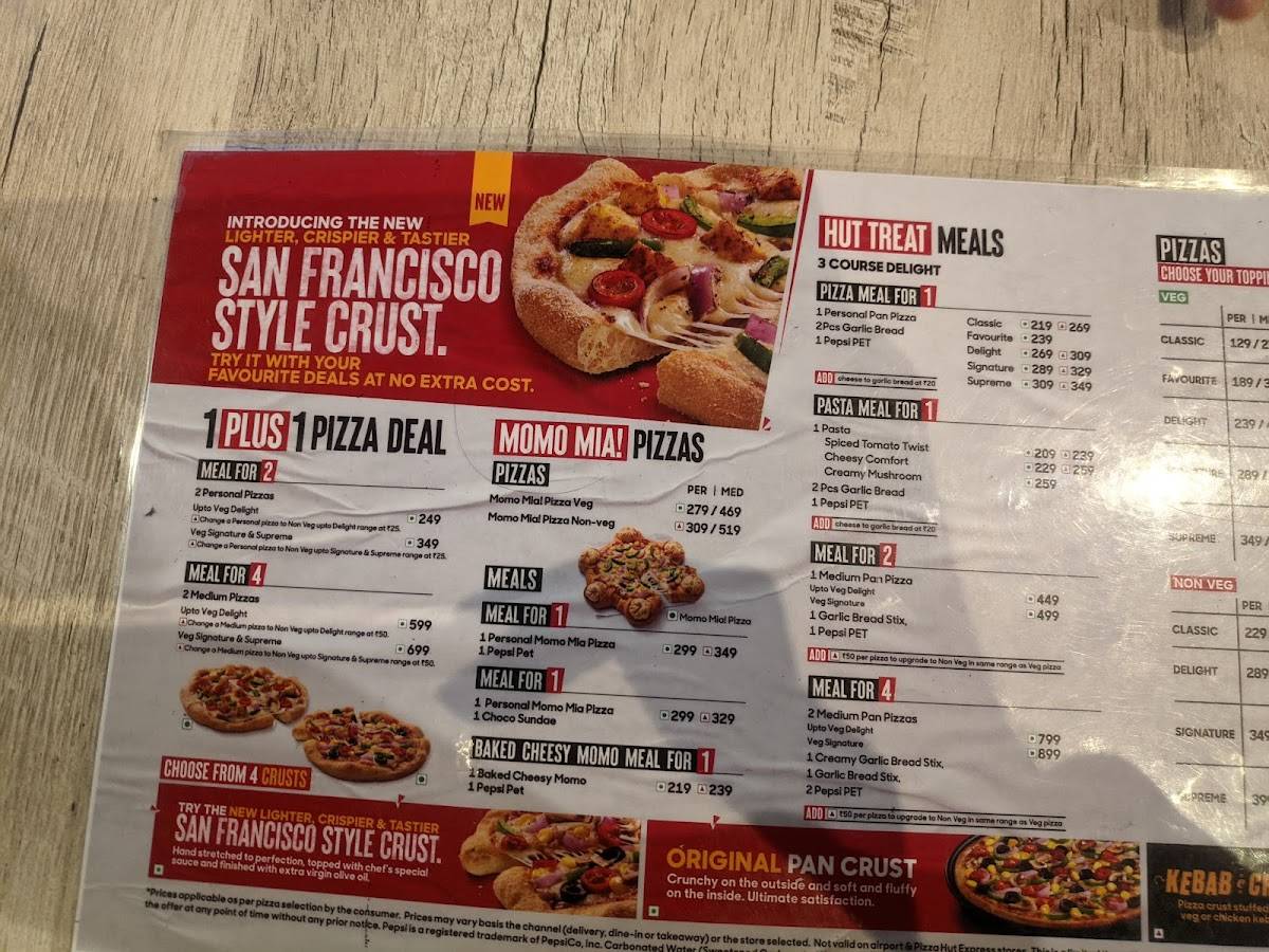Pizza Hut Indrapuri, Bhopal menu