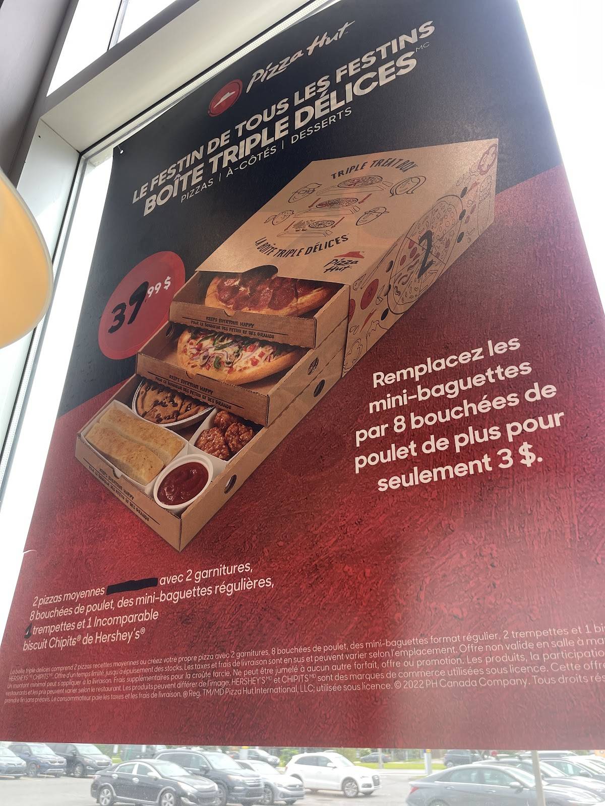 Menu au Pizza Hut pizzeria, Laval