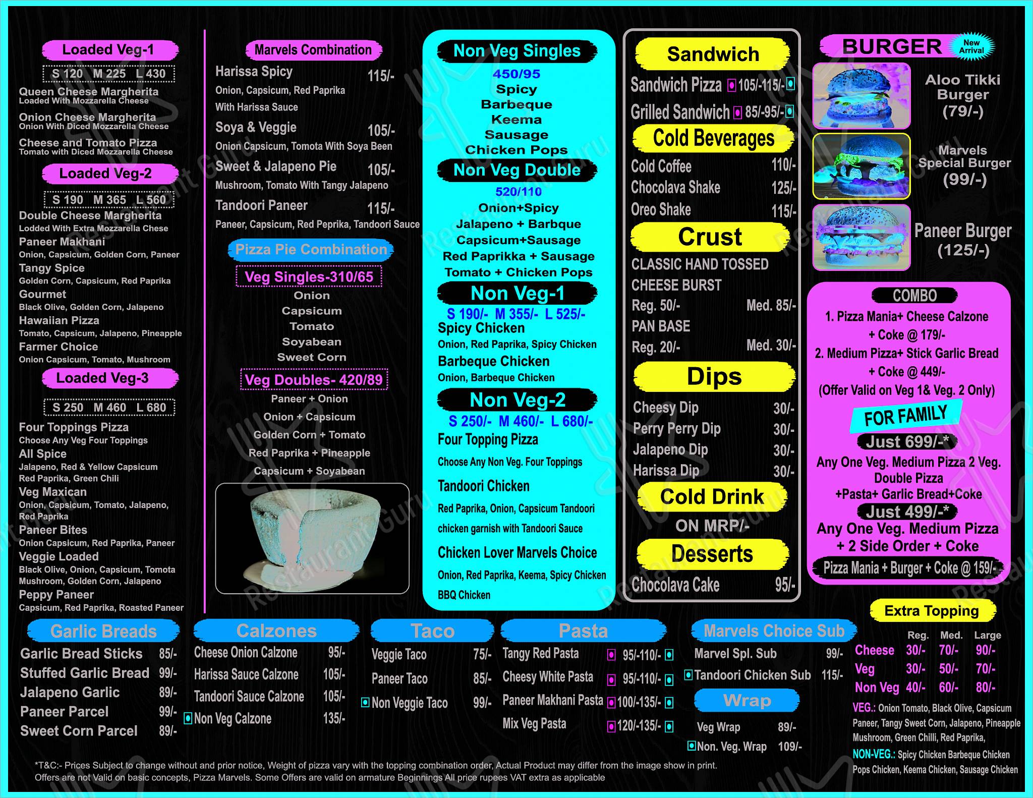 Pizza Marvels menu