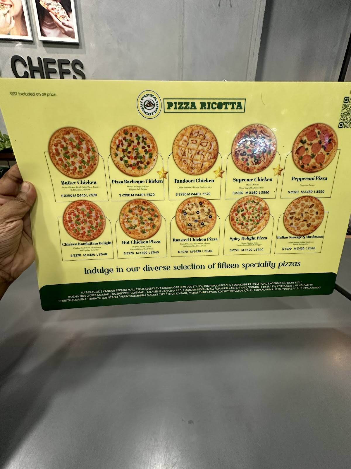 Pizza Ricotta Kottakkal menu