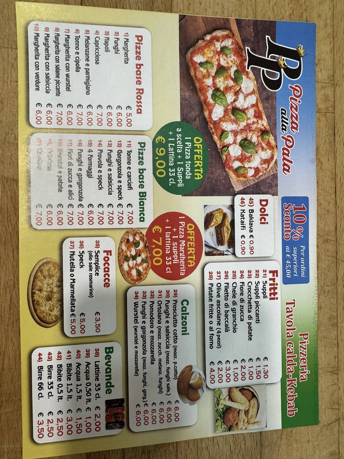 Menu di Pizza alla Pala 