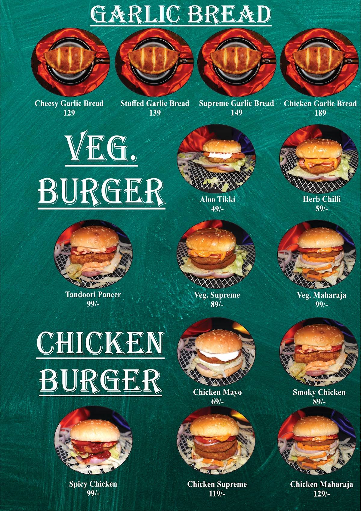 Pizza studio menu