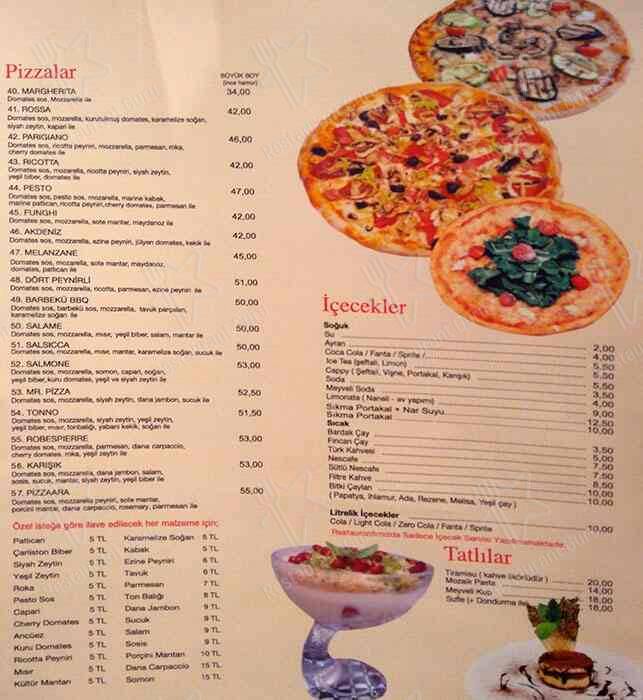 Menu de Pizzaara