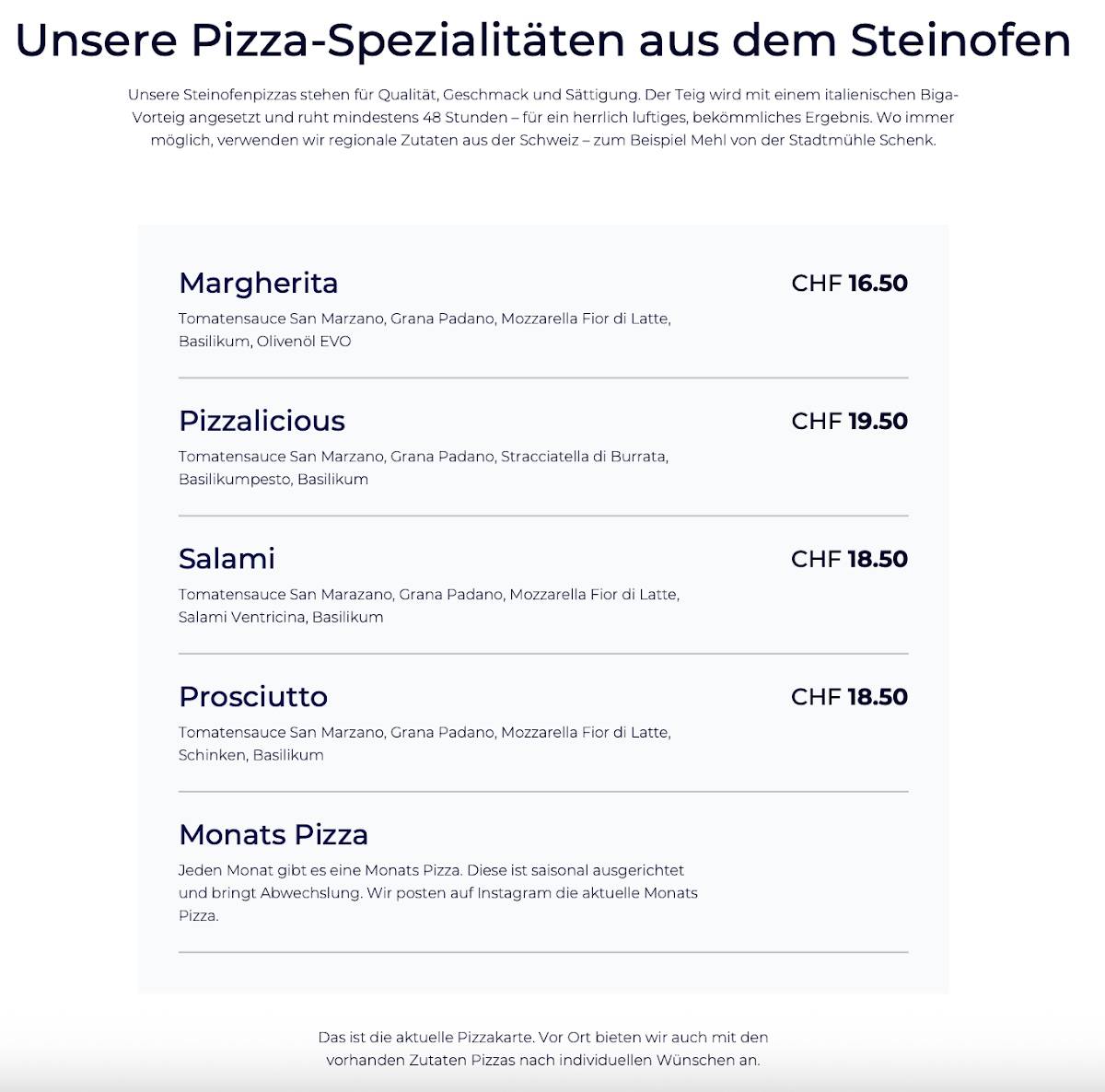 Menu di Pizzalicious 