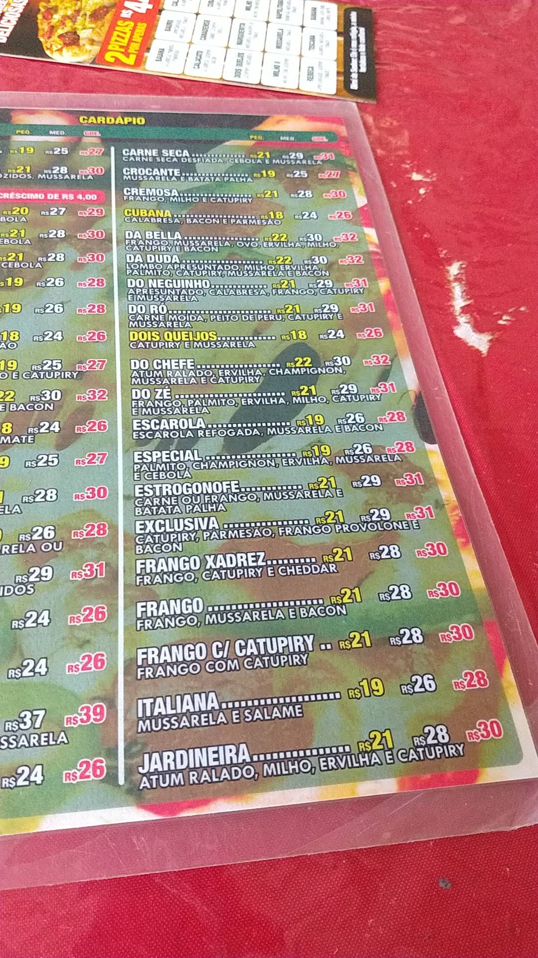 Pizzaria Bella Duda cardápio