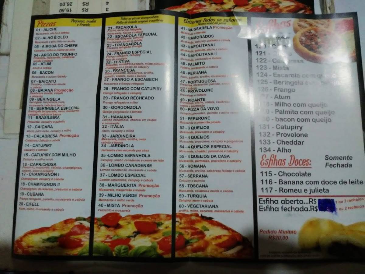 Pizzaria França cardápio