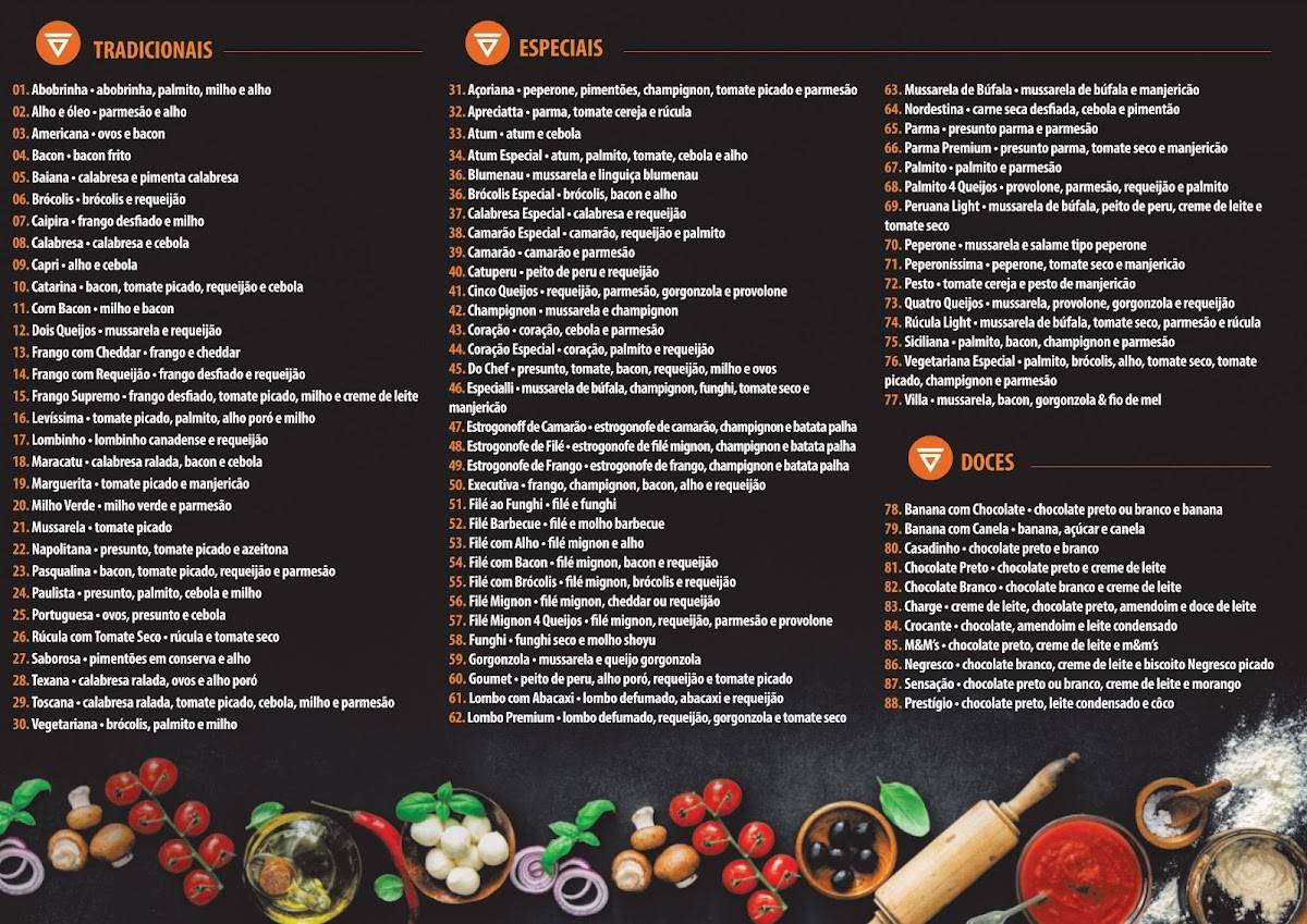 Pizzaria Villa Açoriana Córrego Grande cardápio