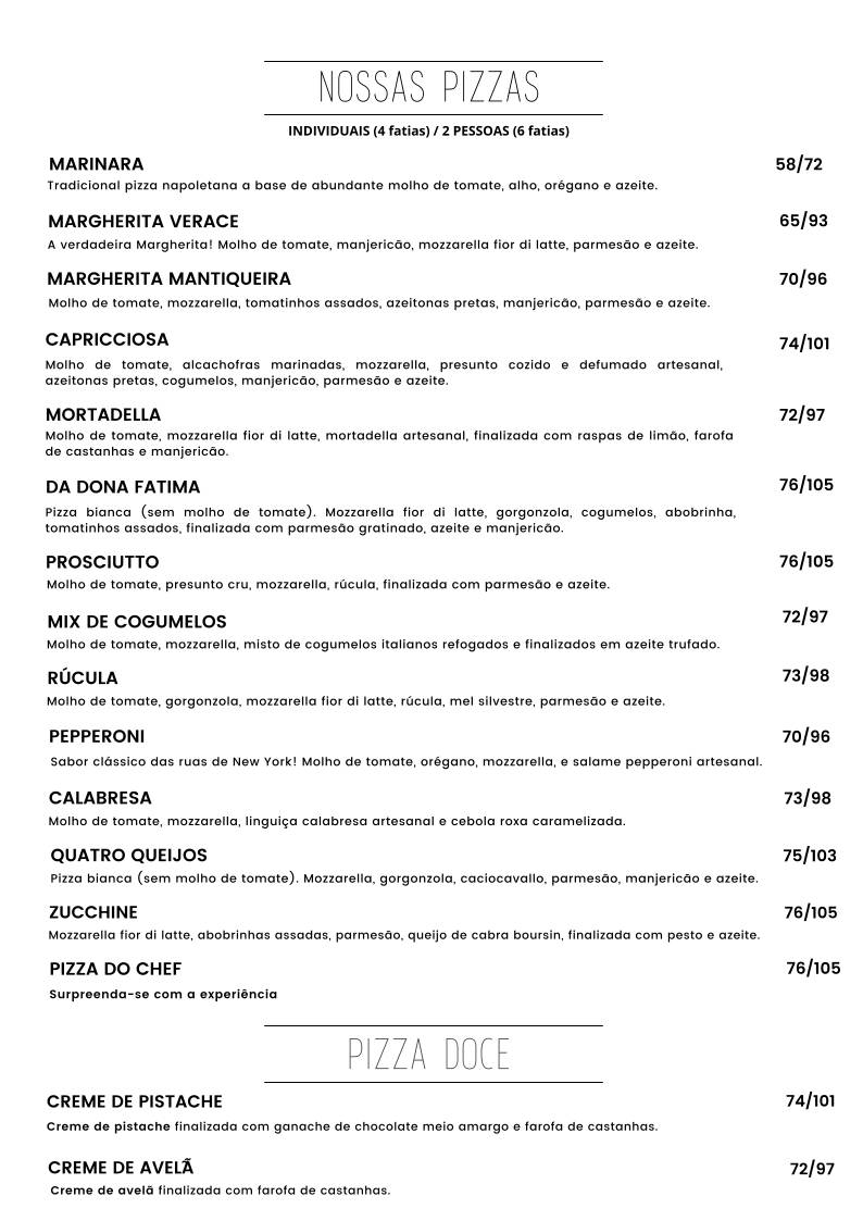 Pizzaria Arvorecer cardápio