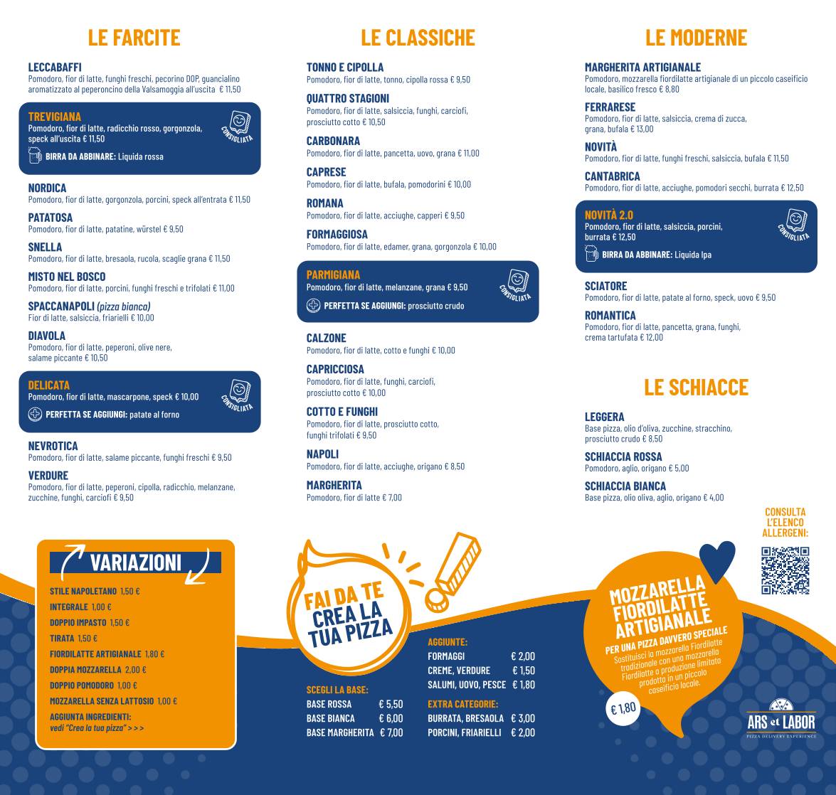 Menu di Pizzeria Ars Et Labor - Via Modena Porotto 