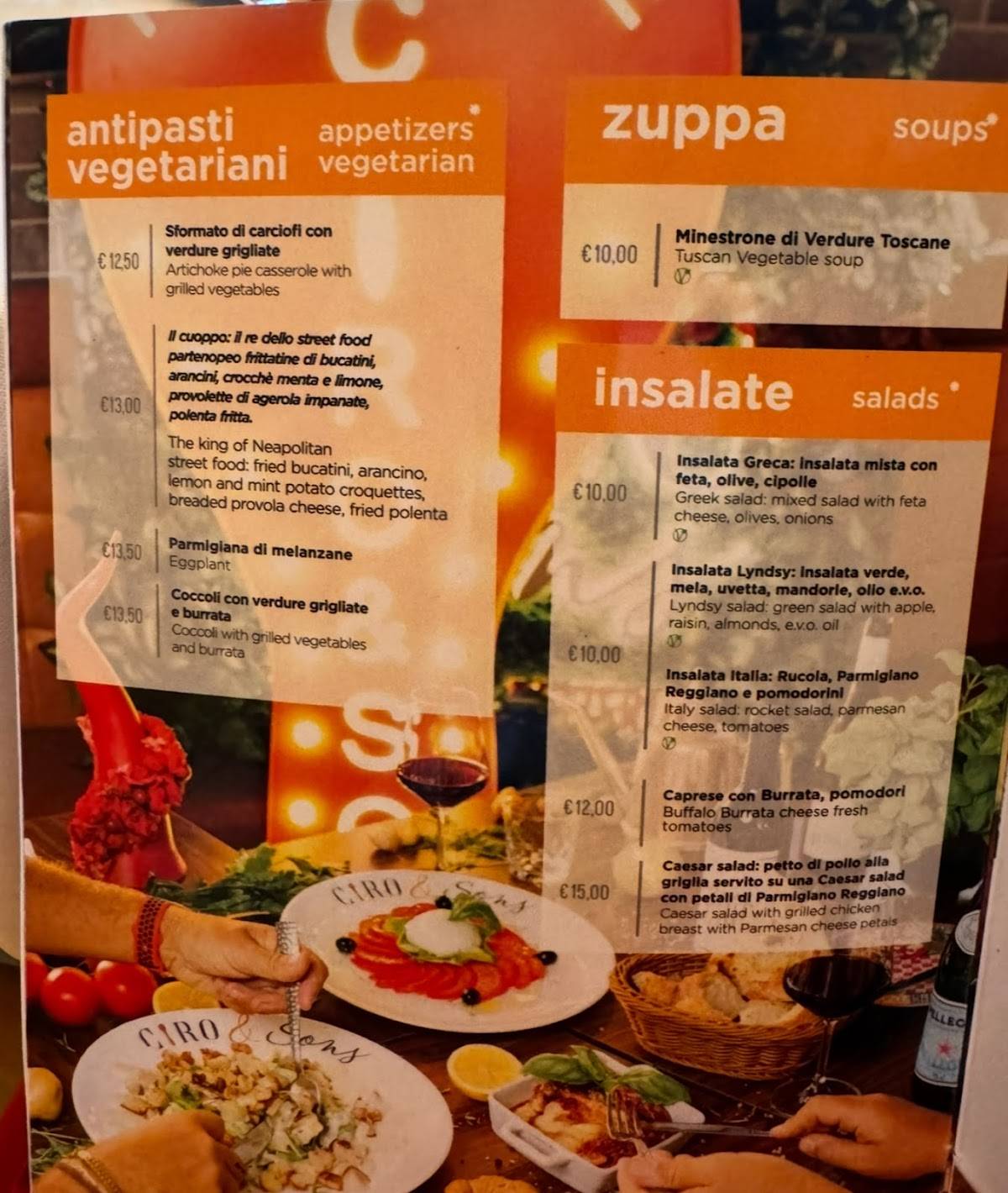Menu de Ciro and Sons - Restaurant Pizzeria Firenze