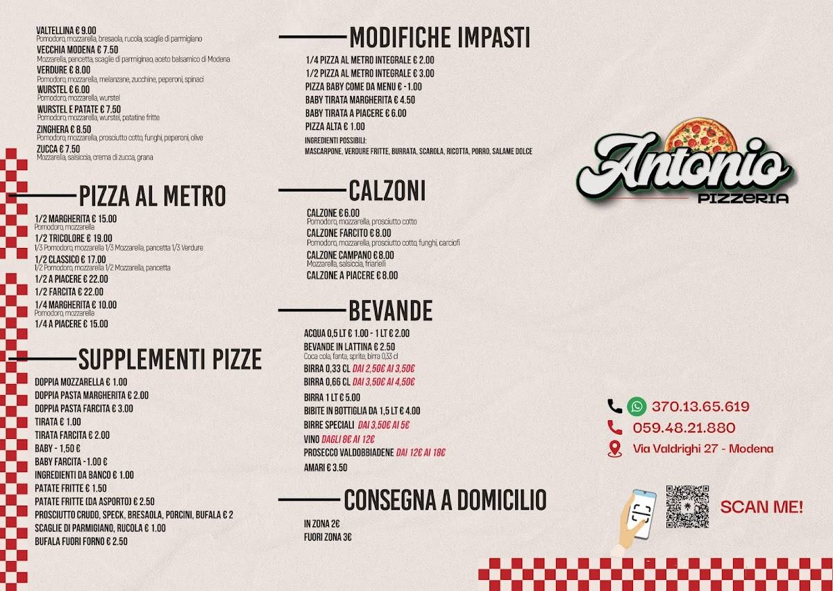 Menu di Pizzeria D'Asporto Antonio 