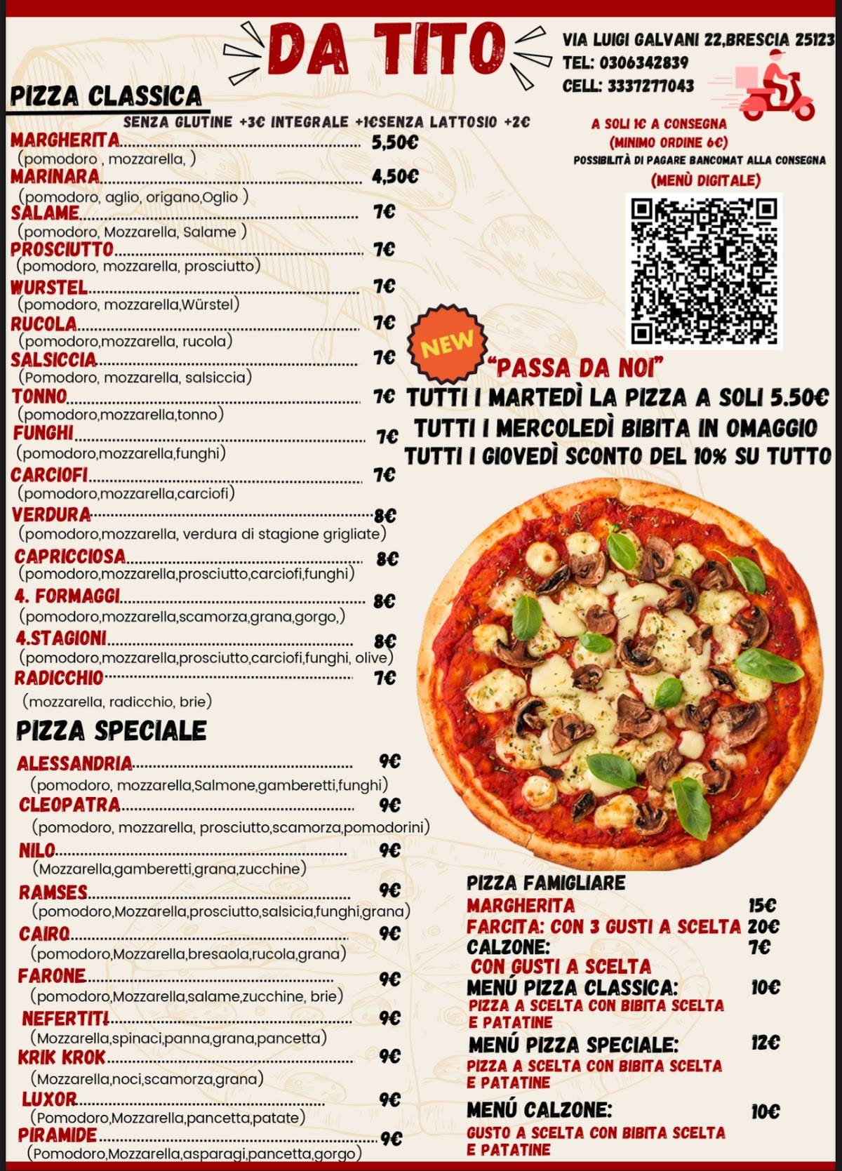 Menu di Pizzeria Da Tito asporto Zona Ospedale Civile 