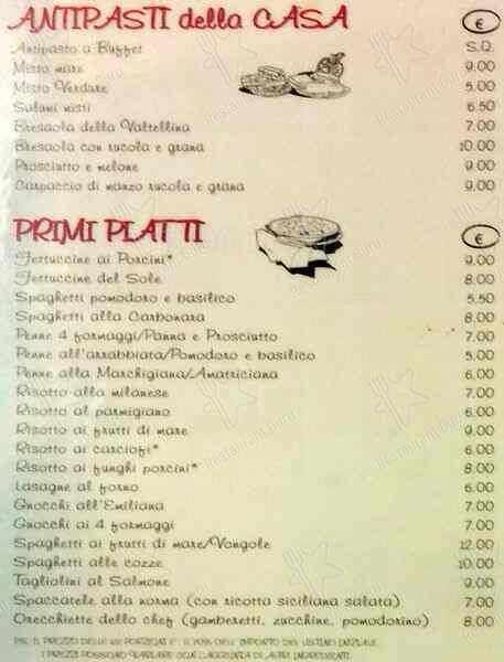 Menu di Pizzeria del Sole 