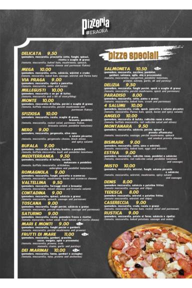 Menu di Pizzeria Era ora #Rimini 