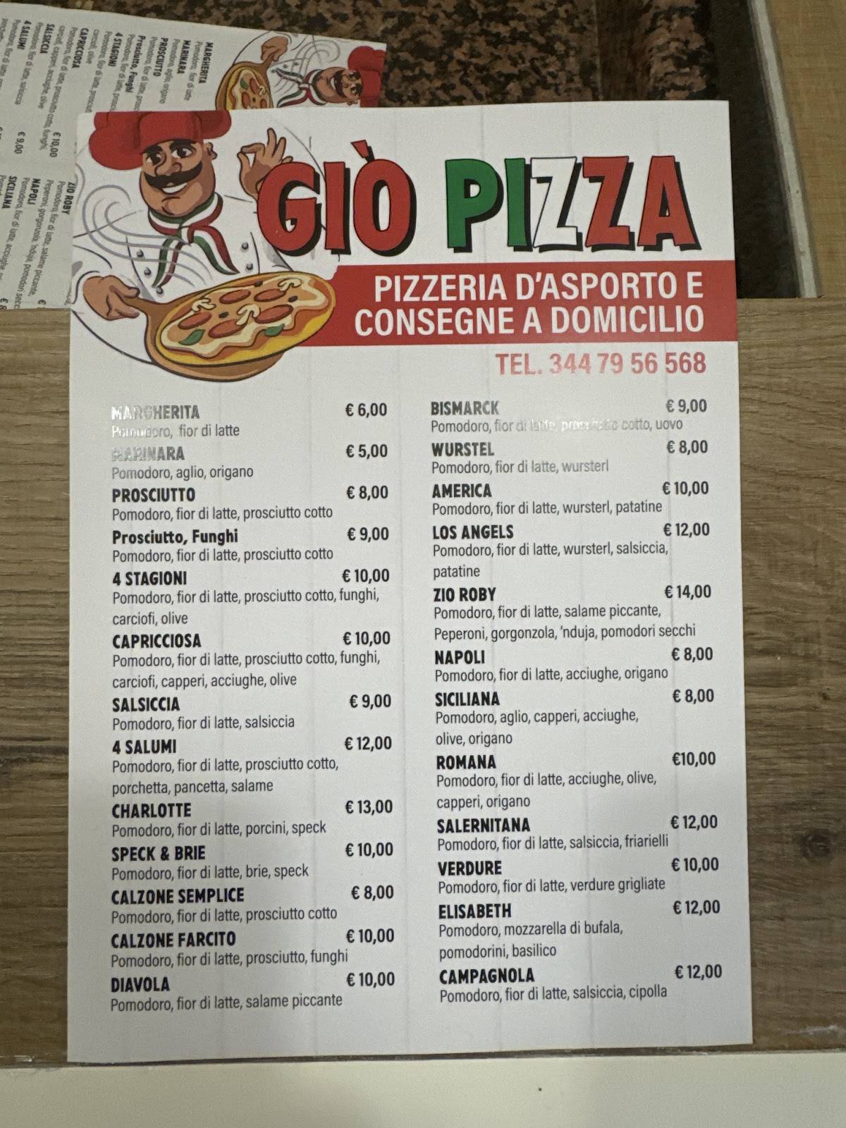 Menu di Pizzeria Gio 